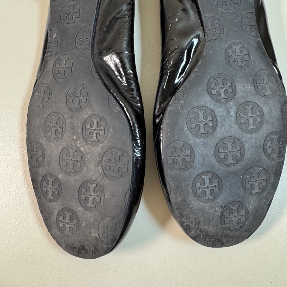Tory Burch Black Leather Patent Reva Ballet Flats Size 8 - Picture 4 of 7